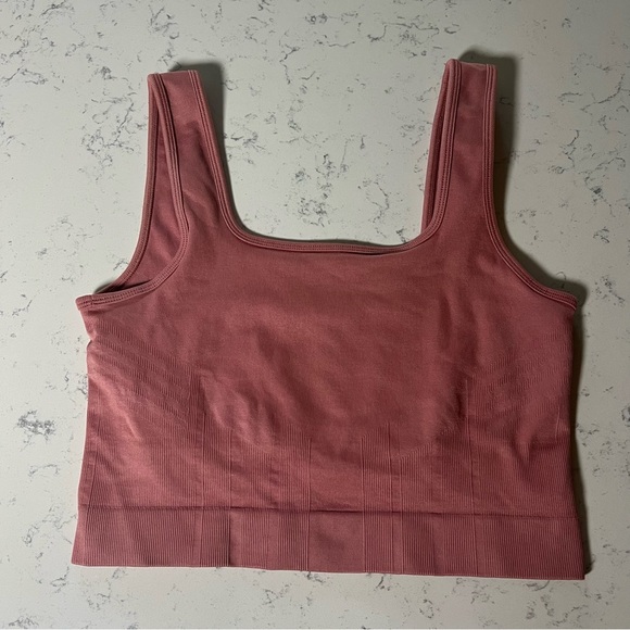 Knix Good To Go Seamless Crop Tank Dusty Rose Ribbed Pink Mauve Top Sz Medium - Picture 2 of 8